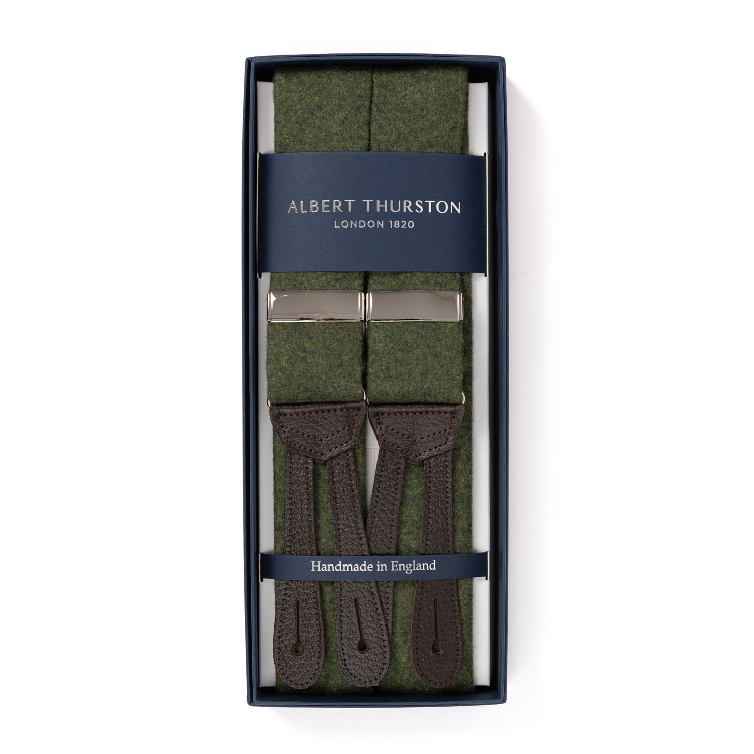 Forest Green Button Braces "Dugdale Flannel"